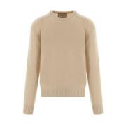 Beige Genser med Logo Broderi