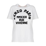 Hvit Loose Tshirt med Kenzo Paris Logo