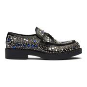 Sorte Rhinestone Skinnloafers