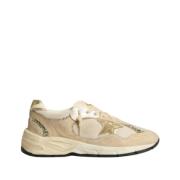 Dad-Star Beige Sneakers med Glitter og Gull Laminert Stjerne