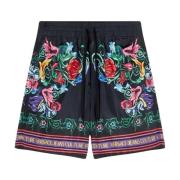 V-Emblem Garden Print Shorts