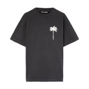 Grå Palm Tree Print T-skjorte