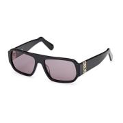 Rektangulære Svarte Gloss Solbriller