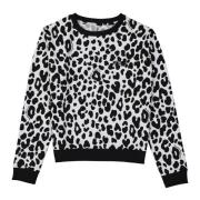 Sort Leopardmønstret Sweatshirt for Kvinner