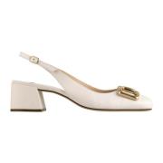 Beige Skinn Mary Pumps