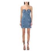 Blå Denim Bustier Minikjole