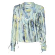 Grønn Gestuz Green Aqua Art Walerygz P Wrap Blouse Bluser