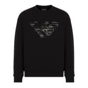 Sort Dobbel Jersey Sweatshirt med Graffiti Logo Print