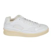 Hvite Lave Skinn Sneakers