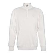 White Barbour Cotton Half-Zip Mist Genser Jakker