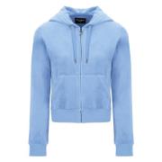 Velour Zip Hoodie - Powder Blue