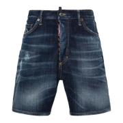 Mørkeblå Stretch Denim Bermuda Shorts