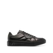 Svarte Skinn Sneakers for Menn