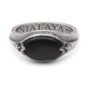 Sterling Silver Oval Signet Ring with Matte Onyx