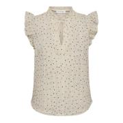 Mini Dot Top Bluse med Ruffle Ermer