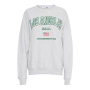 Hvit Melange Sweatshirt med Kul Print