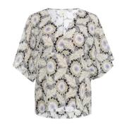 Grønn Silke Kimono Erme Bluse