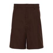 Brun Bomullsblanding Stretch Shorts