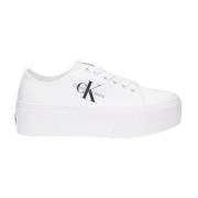 Hvite Flatform Cupsole Lave Sneakers