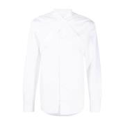 Hvit Bomullsskjorte med Strope-Detaljer