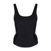 Svart Scoop Neck Ermeløs Bodice