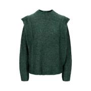 Grønn Tuck Sweater med Søte Detaljer