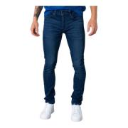 Klassiske Blå Zip Jeans med Lommer