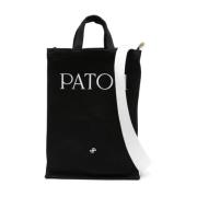 Svart Canvas Tote Bag Med Logo