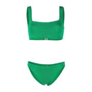 Grønn High-Waisted Bikini Sett