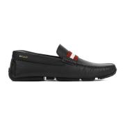 Sort Skinn Loafers Driver Stil