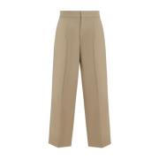 Beige Wool Trousers Relaxed Fit