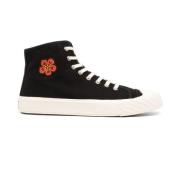 Svart Blomster High Top Sneakers