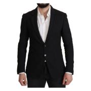 Stunning Svart Ull Blazer med Notch Revers