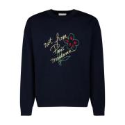 Navy Sweatshirt Slogan Print French Terry