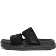 Sort Dobbelt Bar Flat Sandal