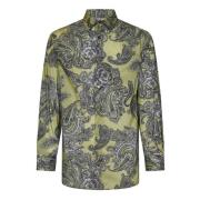 Grønn Paisley Print Langarmet Skjorte