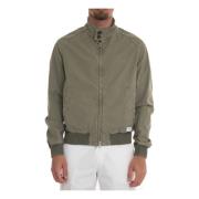 Stone Washed Bomber Jacket med Strikket Mansjetter