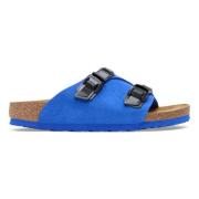 Blå Semsket Skinn Casual Sandal