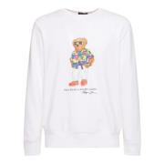 Hvit Teddy Bear Crew Neck Sweatshirt