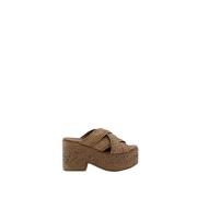 Brun Micro Weaved Heeled Mules