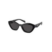 Elegante Cat-Eye Solbriller i Svart Acetat med Mørkegrå Linser