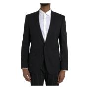 Sort Slim Fit Martini Blazer Kåpe