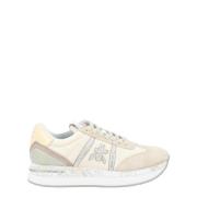 Beige semsket og stoff sneaker Conny 6671