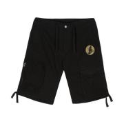 Sorte Cargo Shorts med Brodert Logo