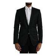 Svart Ull Blazer Slim Fit