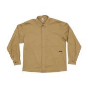 Beige Overshirt med Klassisk Krage