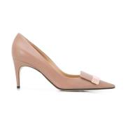 Nude Skinn Hæl Pumps