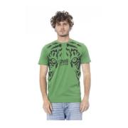 Grønn Bomull Logo Print T-skjorte