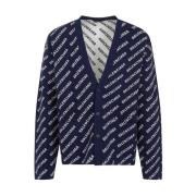 Navy White All-Over Cardigan