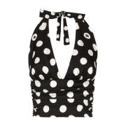 Silke Charmeuse Polka Dot Crop Top